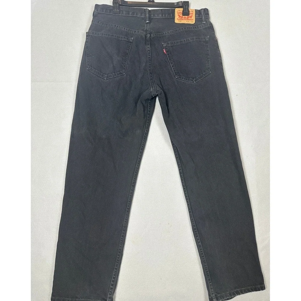 Levis 550 Jeans Mens 36X32 Black Relaxed Fit Straight Leg Red Tab 5 Pocket Denim